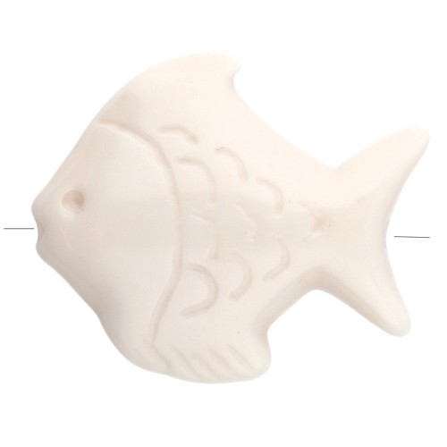 Cuenta acrílica pez 25x30 mm - Crema x1