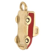 Dije cabriolet 17x7 mm con resina epoxi - Acero inoxidable 304 Dorado - Rojo x1