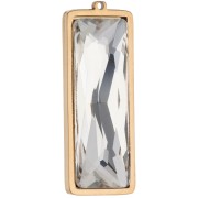 Colgantes rectangulares de 35 x 13 mm con cabujón de cristal - Acero inoxidable 304L Dorado - Cristal x2