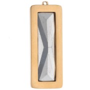 Colgantes rectangulares de 35 x 13 mm con cabujón de cristal - Acero inoxidable 304L Dorado - Cristal x2