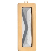 Colgantes rectangulares de 35 x 13 mm con cabujón de cristal - Acero inoxidable 304L Dorado - Cristal x2