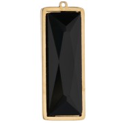 Colgantes rectangulares de 35 x 13 mm con cabujón de cristal - Acero inoxidable 304L Dorado - Negro x2