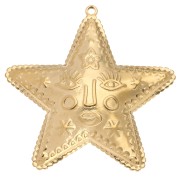 Colgante estrella 29x28,5 mm - motivo cara - Acero inoxidable 304 Dorado x1