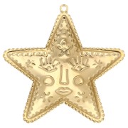 Colgante estrella 29x28,5 mm - motivo cara - Acero inoxidable 304 Dorado x1