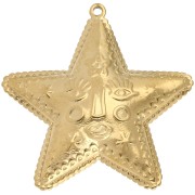 Colgante estrella 44,5x43,5 mm - motivo cara - Acero inoxidable Dorado 304 x1