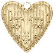 Colgante corazón 30x28,5 mm - motivo cara - Acero inoxidable 304 Dorado x1