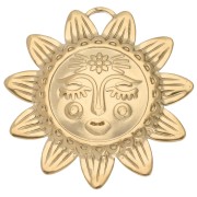 Colgante sol 30x29,5 mm - motivo cara - Acero inoxidable 304 Dorado x1