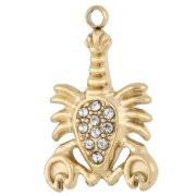 Dije de langosta 19x12 mm con strass - Acero inoxidable 304 Dorado - Cristal x1|raw }}