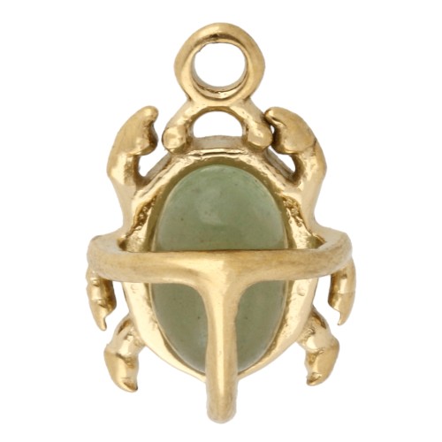 Dije de Escarabajo y Piedra Preciosa 11.5x8 mm - Acero Inoxidable Dorado 304 - Aventurina x1