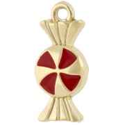 Dije de Caramelo de 18x8,3 mm con Resina Epoxi - Acero Inoxidable Dorado 304 - Rojo x1|raw }}