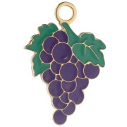 Dije con forma de racimo de uvas, 18 x 12 mm, resina epoxi - Acero inoxidable 304 Dorado - Morado x1
