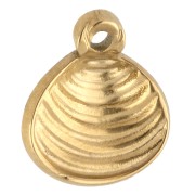 Dije de concha de 11x10 mm con resina epoxi - Acero inoxidable Dorado 304 - Rojo