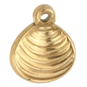Dije de concha de 11x10 mm con resina epoxi - Acero inoxidable Dorado 304 - Rojo