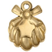 Dije de concha de 17x14 mm con estrella de nácar - Acero inoxidable Dorado 304 - Blanco x1