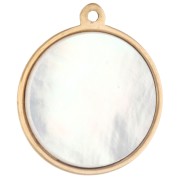 Dije redondo de 14 mm con nácar y óxidos de circonio - Acero inoxidable 304 Dorado x1