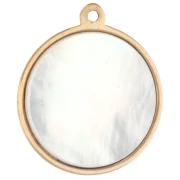Dije redondo de 14 mm con nácar y óxidos de circonio - Acero inoxidable 304 Dorado x1