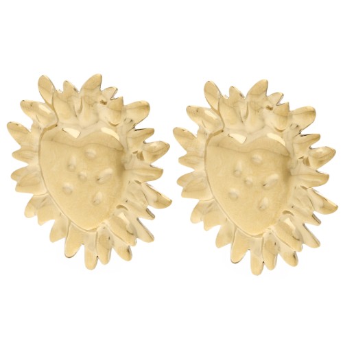 Pendientes de corazón Ex-Voto 36,5 x 32 mm - Acero inoxidable dorado 304 x 2
