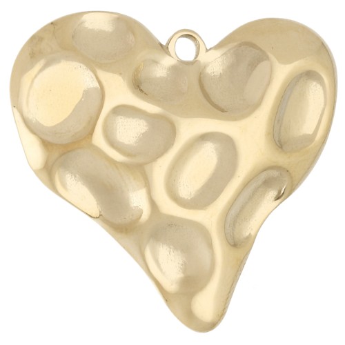 Colgante corazón martillado 31,5x34 mm - Acero inoxidable Dorado 304 x 1