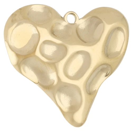 Colgante corazón martillado 31,5x34 mm - Acero inoxidable Dorado 304 x 1