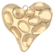 Colgante corazón martillado 31,5x34 mm - Acero inoxidable Dorado 304 x 1