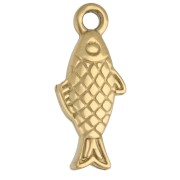 Dije de pez 14x6 mm con strass - Acero inoxidable Dorado 304 - Cristal x1
