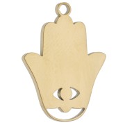 Colgante con forma de mano de Hamsa, 20 x 14,5 mm, resina epoxi - acero inoxidable 304 Dorado - verde x 1