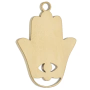 Colgante con forma de mano de Hamsa, 20 x 14,5 mm, resina epoxi - acero inoxidable 304 Dorado - verde x 1