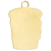 Dije con forma de taza de café, 15 x 11 mm, resina epoxi - Acero inoxidable 304 Dorado - Blanco x1