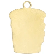 Dije con forma de taza de café, 15 x 11 mm, resina epoxi - Acero inoxidable 304 Dorado - Blanco x1