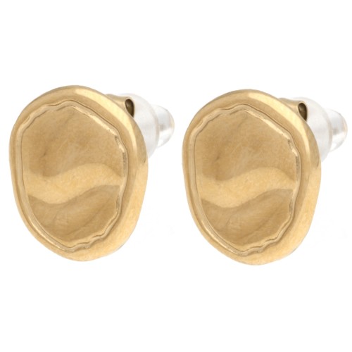 Pendientes de clavo irregulares de 12 x 11 mm - Acero inoxidable dorado 304 x 2