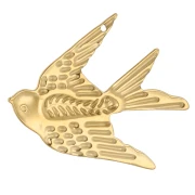 Colgante pájaro 37x31 mm Acero inoxidable 304, Dorado x 1