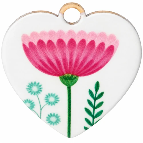 Dije corazón 15,5 mm impreso UV - Flor - Acero inoxidable 304 Dorado - Blanco - Rosa