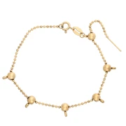 Pulsera de malla redonda de 1,5 mm con 5 cuentas pasantes de 5 mm, acero inoxidable 304 Dorado, 18 cm