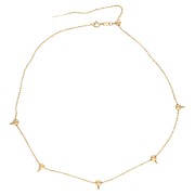Collar tipo gargantilla de malla de bolitas de 1,5 mm y 5 cuentas pasantes de 5 mm, acero inoxidable 304 Dorado, 47 cm