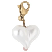 Dije con charms de corazón de ABS y cuentas con cierre - Acero inoxidable 304 Dorado - Blanco x1