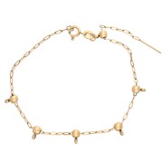 Pulsera de malla «Forçat» de 1,6 mm y 5 cuentas pasantes de 4 mm, acero inoxidable 304 dorado, 20 cm