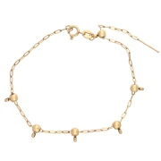 Pulsera de malla «Forçat» de 1,6 mm y 5 cuentas pasantes de 4 mm, acero inoxidable 304 dorado, 20 cm