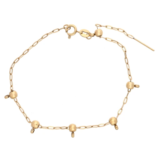 Pulsera de malla «Forçat» de 1,6 mm y 5 cuentas pasantes de 4 mm, acero inoxidable 304 dorado, 20 cm