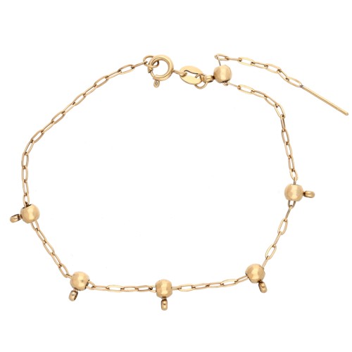 Pulsera de malla «Forçat» de 1,6 mm y 5 cuentas pasantes de 4 mm, acero inoxidable 304 dorado, 20 cm