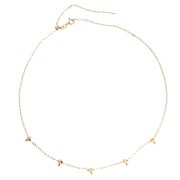 Collar tipo «Forçat» de malla de 1,6 mm y 5 cuentas pasantes de 4 mm, acero inoxidable 304 Dorado, 47 cm