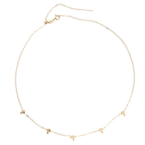 Collar tipo «Forçat» de malla de 1,6 mm y 5 cuentas pasantes de 4 mm, acero inoxidable 304 Dorado, 47 cm
