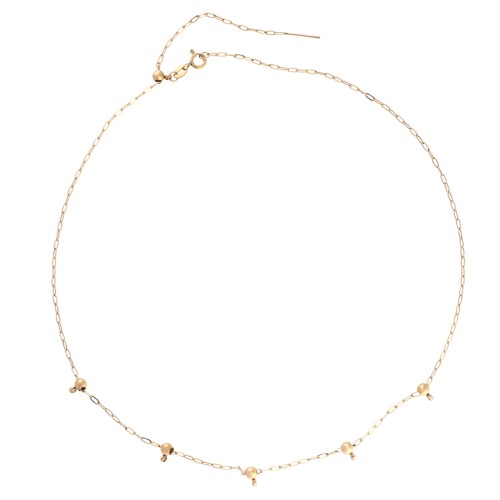Collar tipo «Forçat» de malla de 1,6 mm y 5 cuentas pasantes de 4 mm, acero inoxidable 304 Dorado, 47 cm
