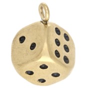 Dije en forma de dado de 18 x 13 mm de resina epoxi - Acero inoxidable 304 Dorado - Negro x1