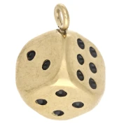 Dije en forma de dado de 18 x 13 mm de resina epoxi - Acero inoxidable 304 Dorado - Negro x1