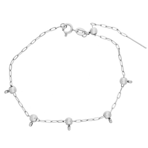 Pulsera de malla «Forçat» de 1,6 mm con 5 cuentas pasantes de 4 mm - Acero inoxidable 304 x 20 cm
