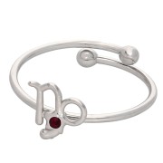 Anillo ajustable con signo del zodiaco - Capricornio - Acero inoxidable 304L - Rojo x1
