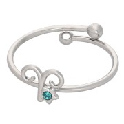 Anillo ajustable con signo del zodiaco - Aries - Acero inoxidable 304L - Aguamarina x1