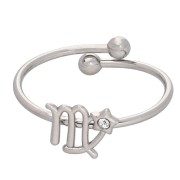 Anillo ajustable con el signo del zodiaco - Virgo - Acero inoxidable 304L - Cristal x1