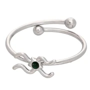 Anillo ajustable con el signo del zodiaco - Acuario - Acero inoxidable 304L - Esmeralda x1