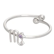 Anillo ajustable con signo del zodiaco - Escorpio - Acero inoxidable 304L - Amatista clara